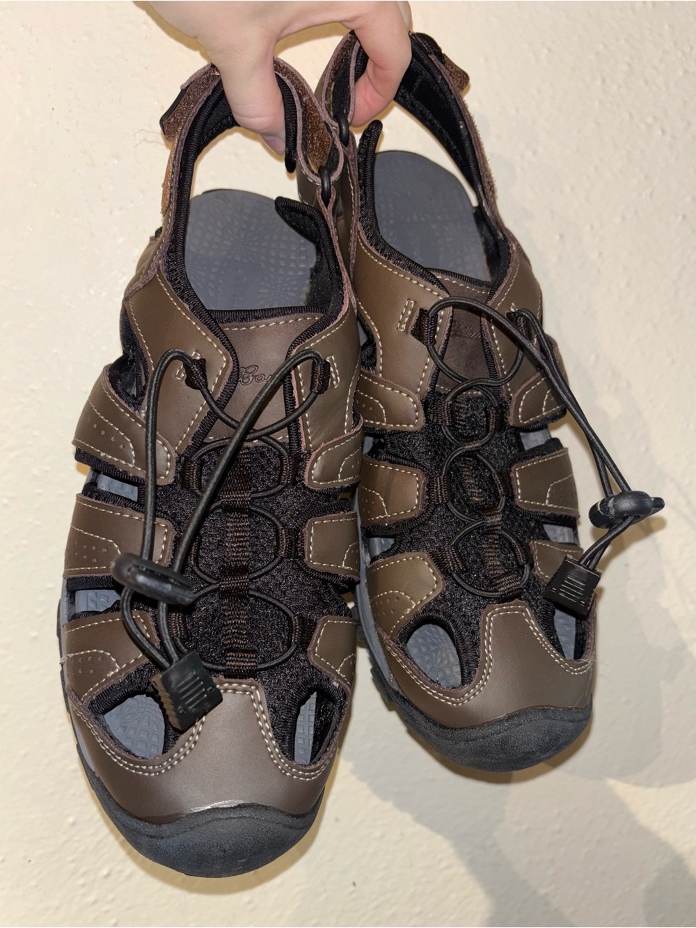 Eddie Bauer Men's Stewart Hiking Leather Sandals 82131 US Size 11M Brown Black